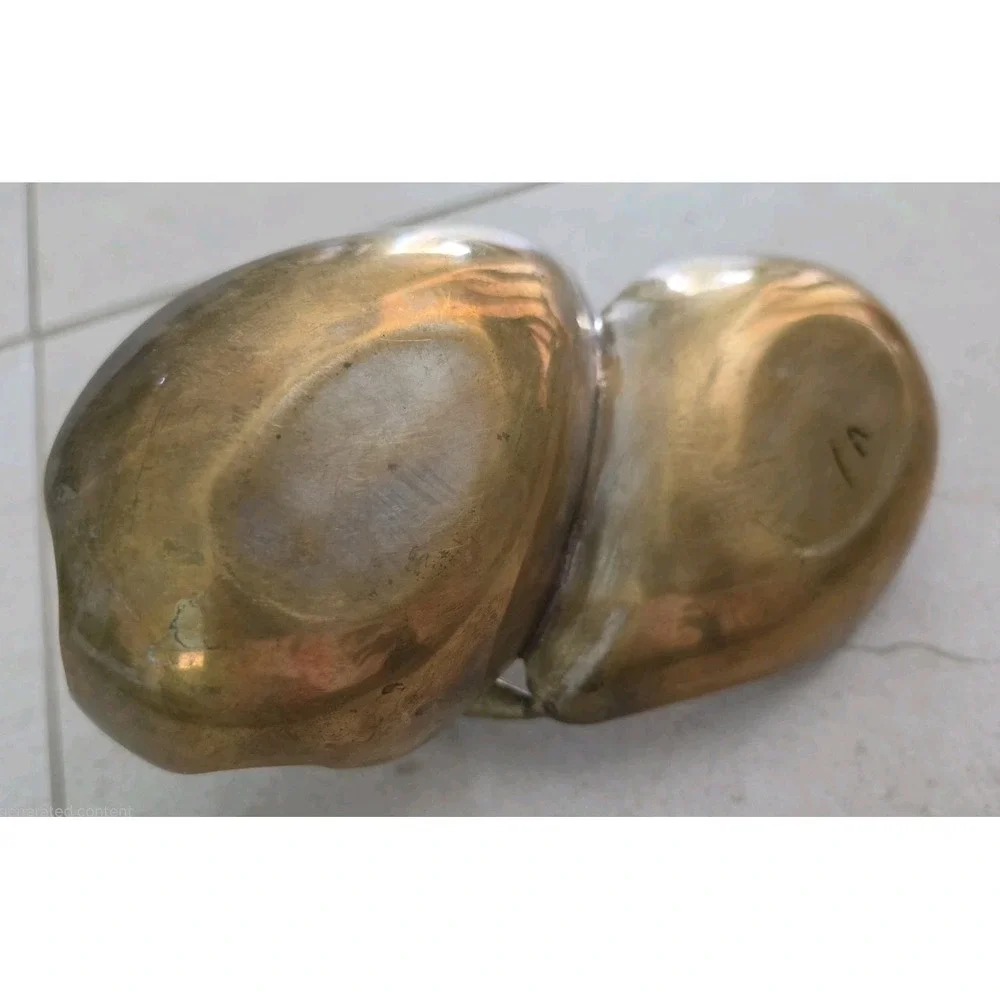 VTG Solid Brass Double Swan Dish GATCO India Trinket Candy Bowl Cottagecore SZ M